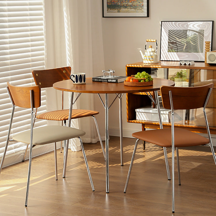 Contemporary Round Dining Table Solid Wood Table with 4 Metal Legs for Home Kitchen Dinner Clearhalo ' dining_table' 'Dining Tables & Seating' 'Dining Tables' 'furn' 'furn_dining_table' 'Furniture' 'furniture_dining_table' 'Kitchen & Dining Furniture' 'kitchen&dining_furn' 'kitchen' 'kitchen_dining_table' 3704800