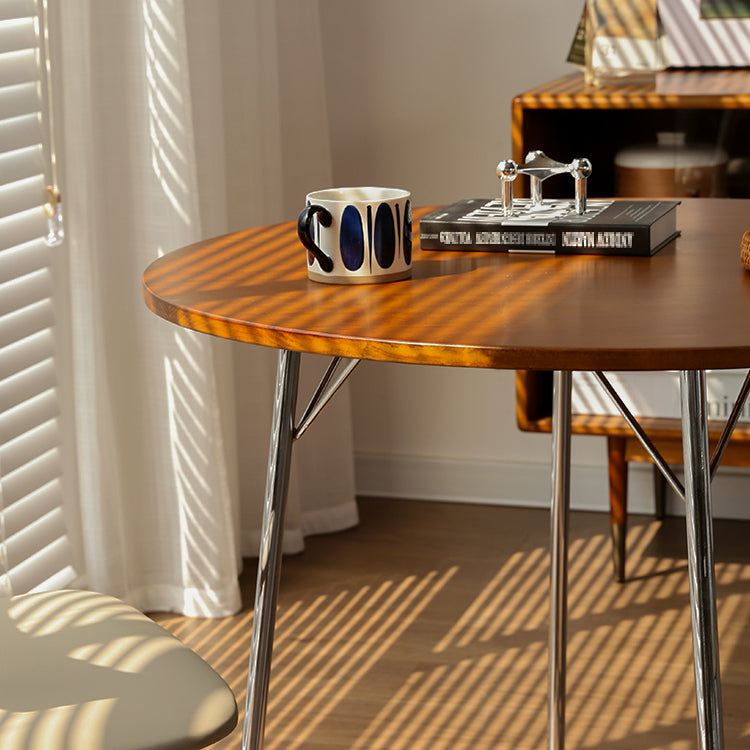 Contemporary Round Dining Table Solid Wood Table with 4 Metal Legs for Home Kitchen Dinner Clearhalo ' dining_table' 'Dining Tables & Seating' 'Dining Tables' 'furn' 'furn_dining_table' 'Furniture' 'furniture_dining_table' 'Kitchen & Dining Furniture' 'kitchen&dining_furn' 'kitchen' 'kitchen_dining_table' 3704802