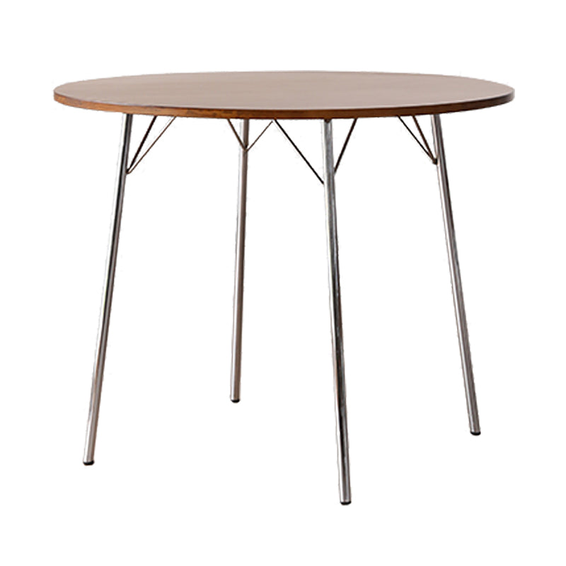 Contemporary Round Dining Table Solid Wood Table with 4 Metal Legs for Home Kitchen Dinner Brown Without Chairs Clearhalo ' dining_table' 'Dining Tables & Seating' 'Dining Tables' 'furn' 'furn_dining_table' 'Furniture' 'furniture_dining_table' 'Kitchen & Dining Furniture' 'kitchen&dining_furn' 'kitchen' 'kitchen_dining_table' 3704805