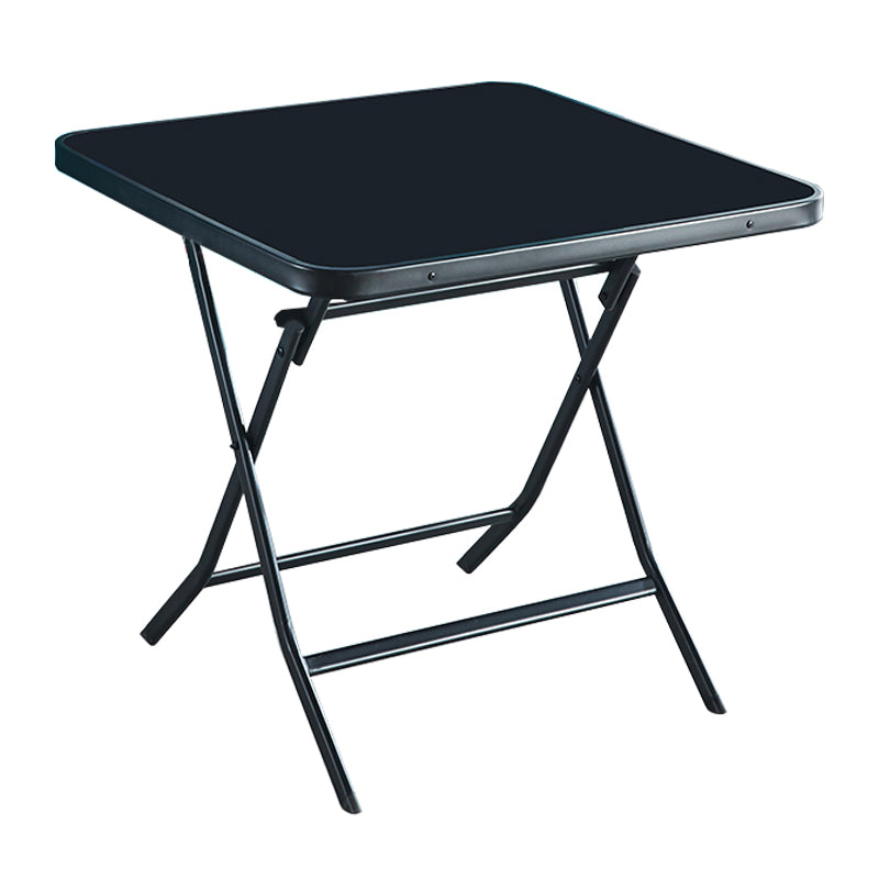 Modern Style Glass Kitchen Dining Table Black Table with Black Frame for Home Square Without Chairs Clearhalo ' dining_table' 'Dining Tables & Seating' 'Dining Tables' 'furn' 'furn_dining_table' 'Furniture' 'furniture_dining_table' 'Kitchen & Dining Furniture' 'kitchen&dining_furn' 'kitchen' 'kitchen_dining_table' 3704816