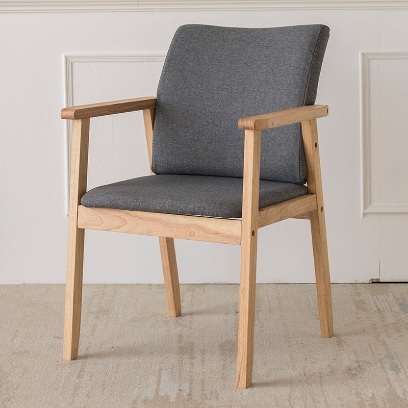 Contemporary Rubberwood Solid Back Arm Chair Matte Finish Wood Dining Chair with Natural Legs Grey 1 Piece Clearhalo ' kitchen&dining_furn' 'Dining Chairs' 'Dining Tables & Seating' 'dining_chair' 'furn' 'furn_dining_chair' 'Furniture' 'furniture_dining_chair' 'Kitchen & Dining Furniture' 'kitchen' 3704828