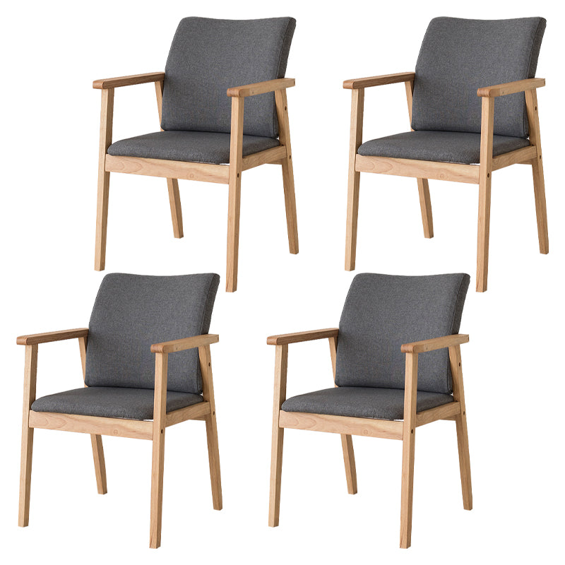 Contemporary Rubberwood Solid Back Arm Chair Matte Finish Wood Dining Chair with Natural Legs Grey 4 Piece Set Clearhalo ' kitchen&dining_furn' 'Dining Chairs' 'Dining Tables & Seating' 'dining_chair' 'furn' 'furn_dining_chair' 'Furniture' 'furniture_dining_chair' 'Kitchen & Dining Furniture' 'kitchen' 3704832