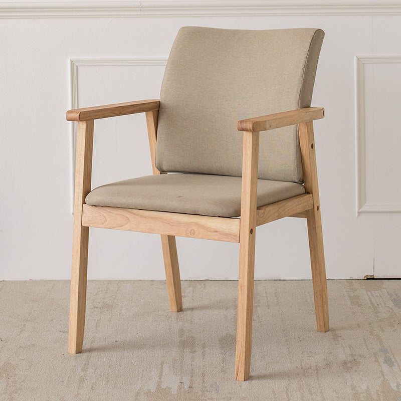 Contemporary Rubberwood Solid Back Arm Chair Matte Finish Wood Dining Chair with Natural Legs Khaki 1 Piece Clearhalo ' kitchen&dining_furn' 'Dining Chairs' 'Dining Tables & Seating' 'dining_chair' 'furn' 'furn_dining_chair' 'Furniture' 'furniture_dining_chair' 'Kitchen & Dining Furniture' 'kitchen' 3704834
