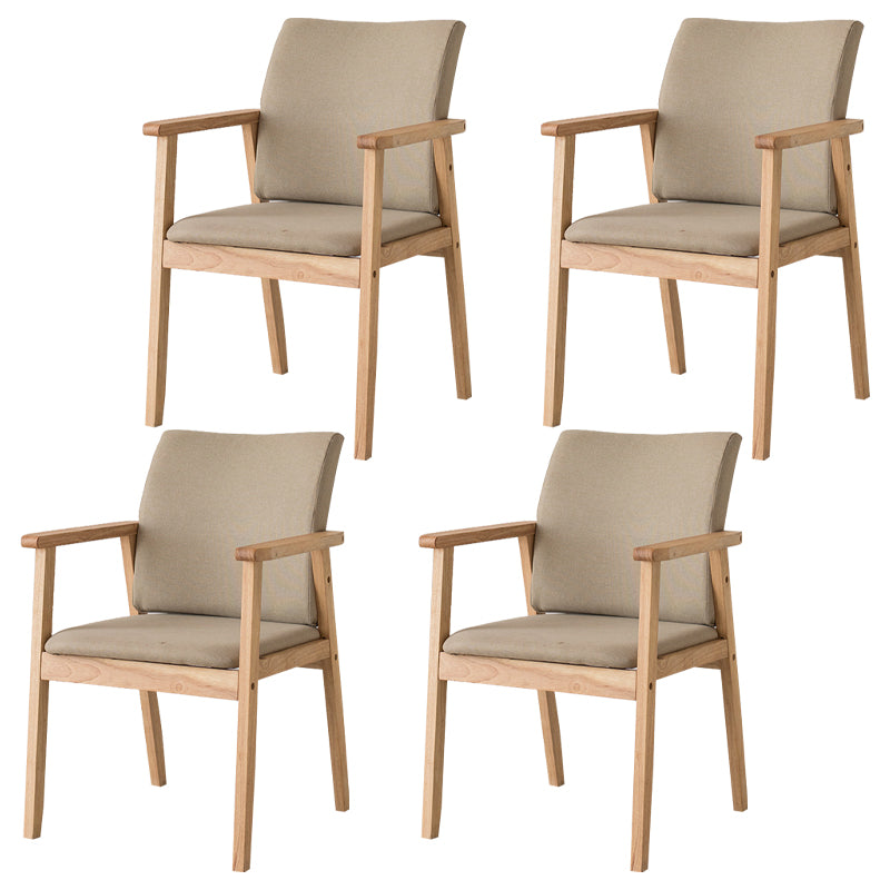 Contemporary Rubberwood Solid Back Arm Chair Matte Finish Wood Dining Chair with Natural Legs Khaki 4 Piece Set Clearhalo ' kitchen&dining_furn' 'Dining Chairs' 'Dining Tables & Seating' 'dining_chair' 'furn' 'furn_dining_chair' 'Furniture' 'furniture_dining_chair' 'Kitchen & Dining Furniture' 'kitchen' 3704838