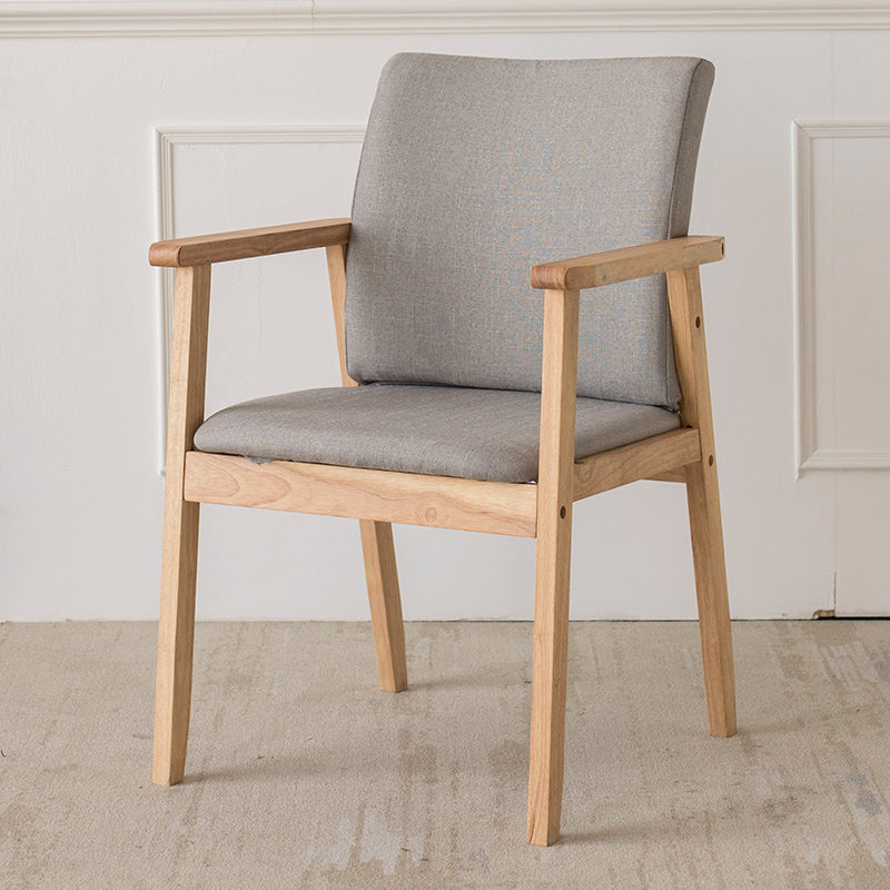 Contemporary Rubberwood Solid Back Arm Chair Matte Finish Wood Dining Chair with Natural Legs Smoke Gray 1 Piece Clearhalo ' kitchen&dining_furn' 'Dining Chairs' 'Dining Tables & Seating' 'dining_chair' 'furn' 'furn_dining_chair' 'Furniture' 'furniture_dining_chair' 'Kitchen & Dining Furniture' 'kitchen' 3704840