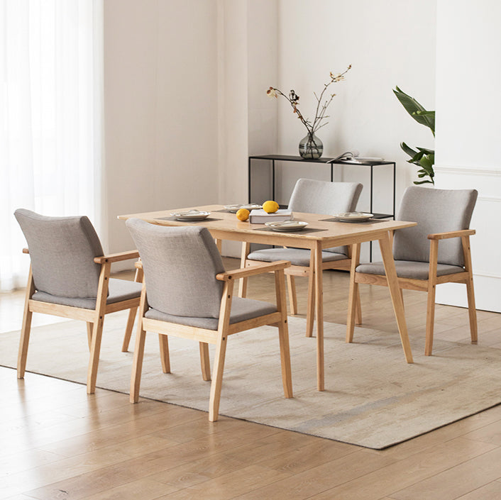 Contemporary Rubberwood Solid Back Arm Chair Matte Finish Wood Dining Chair with Natural Legs Clearhalo ' kitchen&dining_furn' 'Dining Chairs' 'Dining Tables & Seating' 'dining_chair' 'furn' 'furn_dining_chair' 'Furniture' 'furniture_dining_chair' 'Kitchen & Dining Furniture' 'kitchen' 3704844