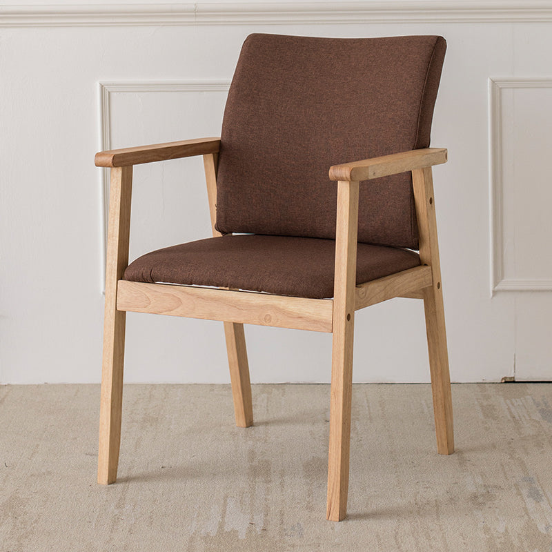 Contemporary Rubberwood Solid Back Arm Chair Matte Finish Wood Dining Chair with Natural Legs Coffee 1 Piece Clearhalo ' kitchen&dining_furn' 'Dining Chairs' 'Dining Tables & Seating' 'dining_chair' 'furn' 'furn_dining_chair' 'Furniture' 'furniture_dining_chair' 'Kitchen & Dining Furniture' 'kitchen' 3704846