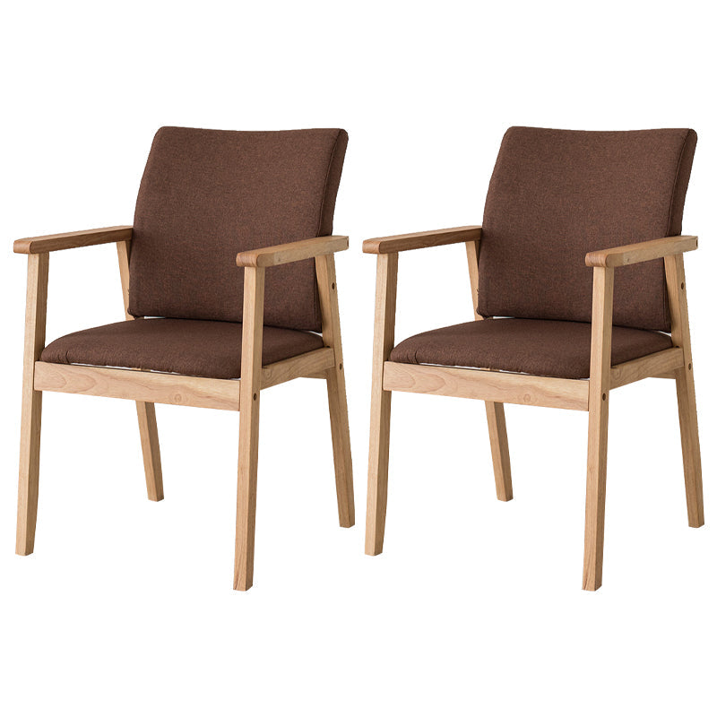 Contemporary Rubberwood Solid Back Arm Chair Matte Finish Wood Dining Chair with Natural Legs Coffee 2 Piece Set Clearhalo ' kitchen&dining_furn' 'Dining Chairs' 'Dining Tables & Seating' 'dining_chair' 'furn' 'furn_dining_chair' 'Furniture' 'furniture_dining_chair' 'Kitchen & Dining Furniture' 'kitchen' 3704847