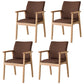 Contemporary Rubberwood Solid Back Arm Chair Matte Finish Wood Dining Chair with Natural Legs Coffee 4 Piece Set Clearhalo ' kitchen&dining_furn' 'Dining Chairs' 'Dining Tables & Seating' 'dining_chair' 'furn' 'furn_dining_chair' 'Furniture' 'furniture_dining_chair' 'Kitchen & Dining Furniture' 'kitchen' 3704848