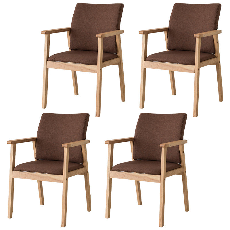 Contemporary Rubberwood Solid Back Arm Chair Matte Finish Wood Dining Chair with Natural Legs Coffee 4 Piece Set Clearhalo ' kitchen&dining_furn' 'Dining Chairs' 'Dining Tables & Seating' 'dining_chair' 'furn' 'furn_dining_chair' 'Furniture' 'furniture_dining_chair' 'Kitchen & Dining Furniture' 'kitchen' 3704848