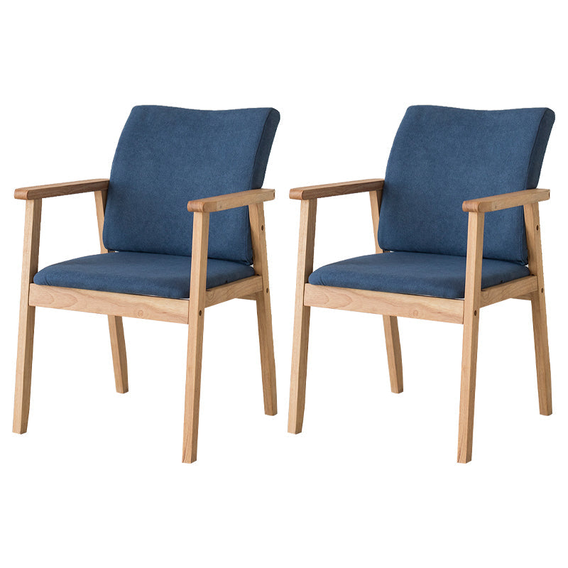 Contemporary Rubberwood Solid Back Arm Chair Matte Finish Wood Dining Chair with Natural Legs Dark Blue 2 Piece Set Clearhalo ' kitchen&dining_furn' 'Dining Chairs' 'Dining Tables & Seating' 'dining_chair' 'furn' 'furn_dining_chair' 'Furniture' 'furniture_dining_chair' 'Kitchen & Dining Furniture' 'kitchen' 3704850