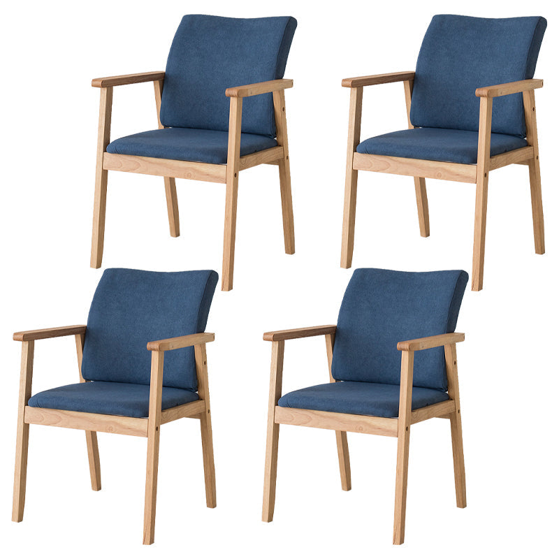 Contemporary Rubberwood Solid Back Arm Chair Matte Finish Wood Dining Chair with Natural Legs Dark Blue 4 Piece Set Clearhalo ' kitchen&dining_furn' 'Dining Chairs' 'Dining Tables & Seating' 'dining_chair' 'furn' 'furn_dining_chair' 'Furniture' 'furniture_dining_chair' 'Kitchen & Dining Furniture' 'kitchen' 3704851