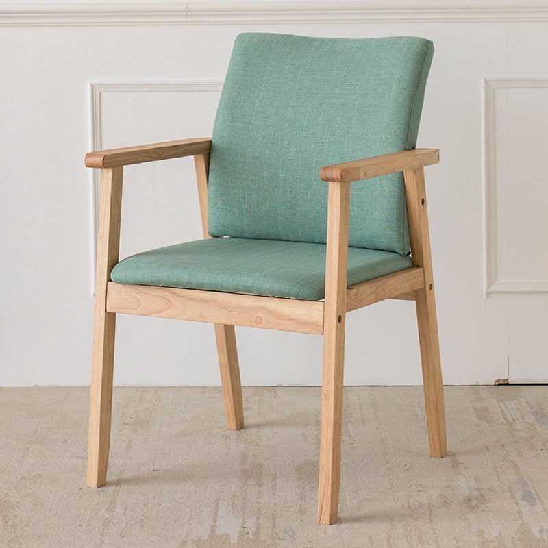 Contemporary Rubberwood Solid Back Arm Chair Matte Finish Wood Dining Chair with Natural Legs Mint Green 1 Piece Clearhalo ' kitchen&dining_furn' 'Dining Chairs' 'Dining Tables & Seating' 'dining_chair' 'furn' 'furn_dining_chair' 'Furniture' 'furniture_dining_chair' 'Kitchen & Dining Furniture' 'kitchen' 3704855