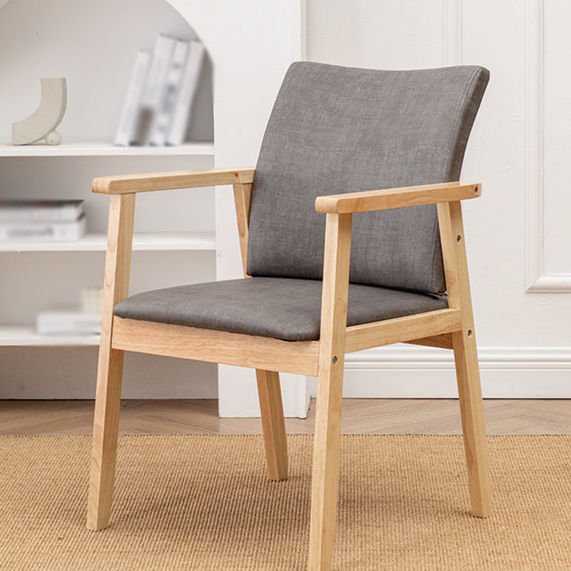 Contemporary Rubberwood Solid Back Arm Chair Matte Finish Wood Dining Chair with Natural Legs Dark Gray 1 Piece Clearhalo ' kitchen&dining_furn' 'Dining Chairs' 'Dining Tables & Seating' 'dining_chair' 'furn' 'furn_dining_chair' 'Furniture' 'furniture_dining_chair' 'Kitchen & Dining Furniture' 'kitchen' 3704858