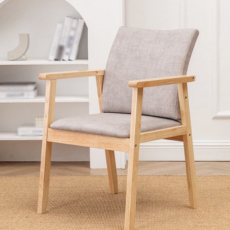 Contemporary Rubberwood Solid Back Arm Chair Matte Finish Wood Dining Chair with Natural Legs Gray-White 1 Piece Clearhalo ' kitchen&dining_furn' 'Dining Chairs' 'Dining Tables & Seating' 'dining_chair' 'furn' 'furn_dining_chair' 'Furniture' 'furniture_dining_chair' 'Kitchen & Dining Furniture' 'kitchen' 3704861