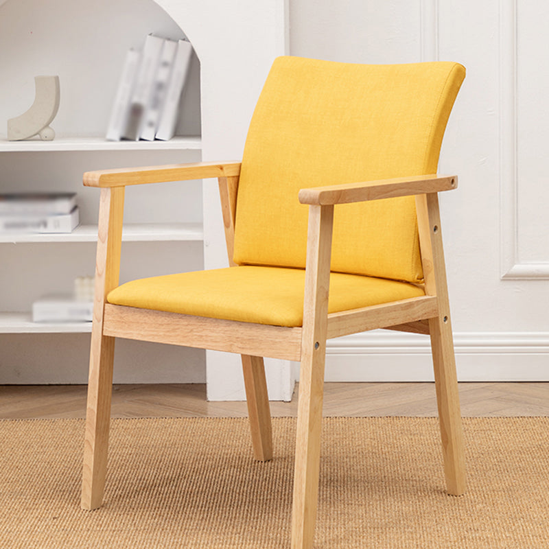 Contemporary Rubberwood Solid Back Arm Chair Matte Finish Wood Dining Chair with Natural Legs Lemon Yellow 1 Piece Clearhalo ' kitchen&dining_furn' 'Dining Chairs' 'Dining Tables & Seating' 'dining_chair' 'furn' 'furn_dining_chair' 'Furniture' 'furniture_dining_chair' 'Kitchen & Dining Furniture' 'kitchen' 3704867