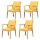 Contemporary Rubberwood Solid Back Arm Chair Matte Finish Wood Dining Chair with Natural Legs Lemon Yellow 4 Piece Set Clearhalo ' kitchen&dining_furn' 'Dining Chairs' 'Dining Tables & Seating' 'dining_chair' 'furn' 'furn_dining_chair' 'Furniture' 'furniture_dining_chair' 'Kitchen & Dining Furniture' 'kitchen' 3704869