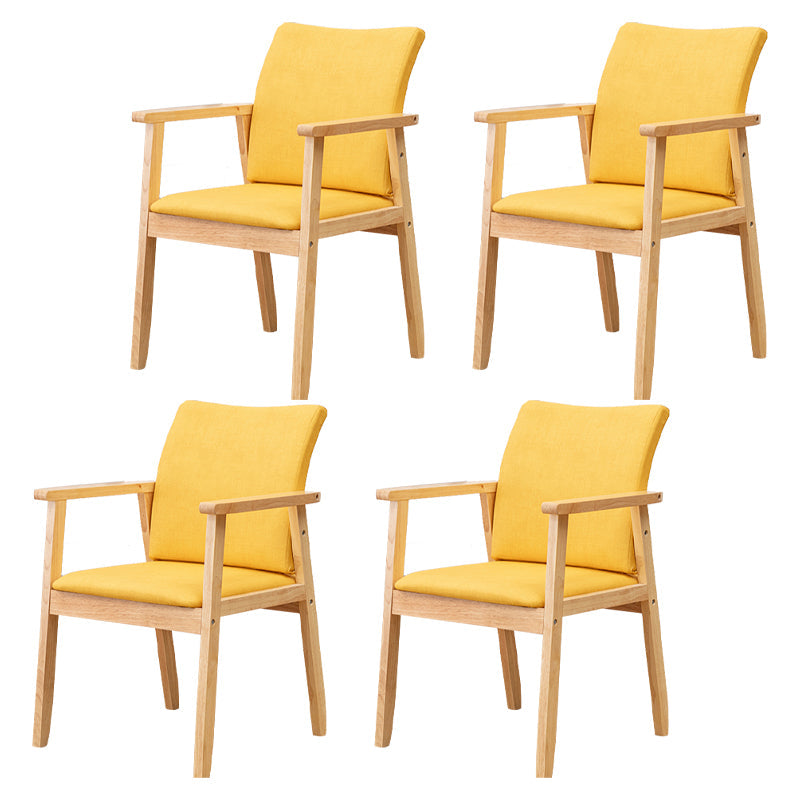 Contemporary Rubberwood Solid Back Arm Chair Matte Finish Wood Dining Chair with Natural Legs Lemon Yellow 4 Piece Set Clearhalo ' kitchen&dining_furn' 'Dining Chairs' 'Dining Tables & Seating' 'dining_chair' 'furn' 'furn_dining_chair' 'Furniture' 'furniture_dining_chair' 'Kitchen & Dining Furniture' 'kitchen' 3704869