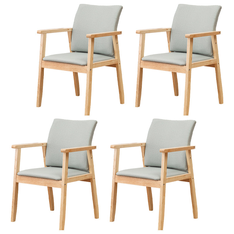 Contemporary Rubberwood Solid Back Arm Chair Matte Finish Wood Dining Chair with Natural Legs Gray-Green 4 Piece Set Clearhalo ' kitchen&dining_furn' 'Dining Chairs' 'Dining Tables & Seating' 'dining_chair' 'furn' 'furn_dining_chair' 'Furniture' 'furniture_dining_chair' 'Kitchen & Dining Furniture' 'kitchen' 3704872