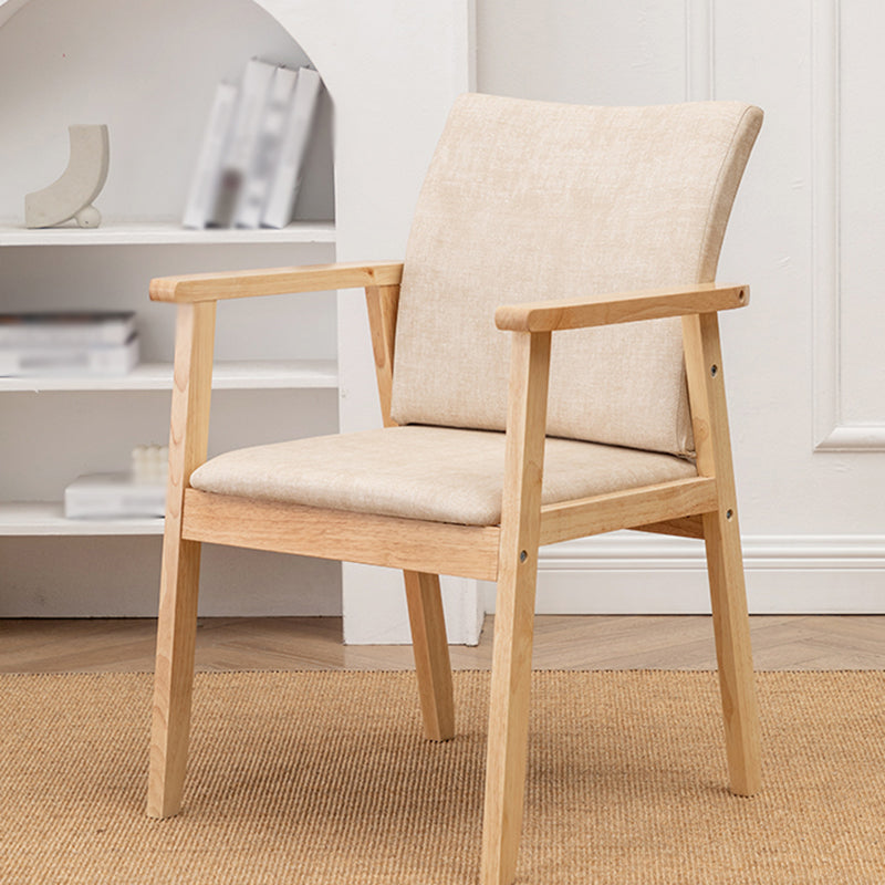 Contemporary Rubberwood Solid Back Arm Chair Matte Finish Wood Dining Chair with Natural Legs Off-White 1 Piece Clearhalo ' kitchen&dining_furn' 'Dining Chairs' 'Dining Tables & Seating' 'dining_chair' 'furn' 'furn_dining_chair' 'Furniture' 'furniture_dining_chair' 'Kitchen & Dining Furniture' 'kitchen' 3704876
