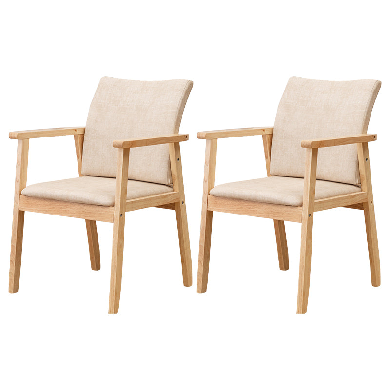 Contemporary Rubberwood Solid Back Arm Chair Matte Finish Wood Dining Chair with Natural Legs Off-White 2 Piece Set Clearhalo ' kitchen&dining_furn' 'Dining Chairs' 'Dining Tables & Seating' 'dining_chair' 'furn' 'furn_dining_chair' 'Furniture' 'furniture_dining_chair' 'Kitchen & Dining Furniture' 'kitchen' 3704877