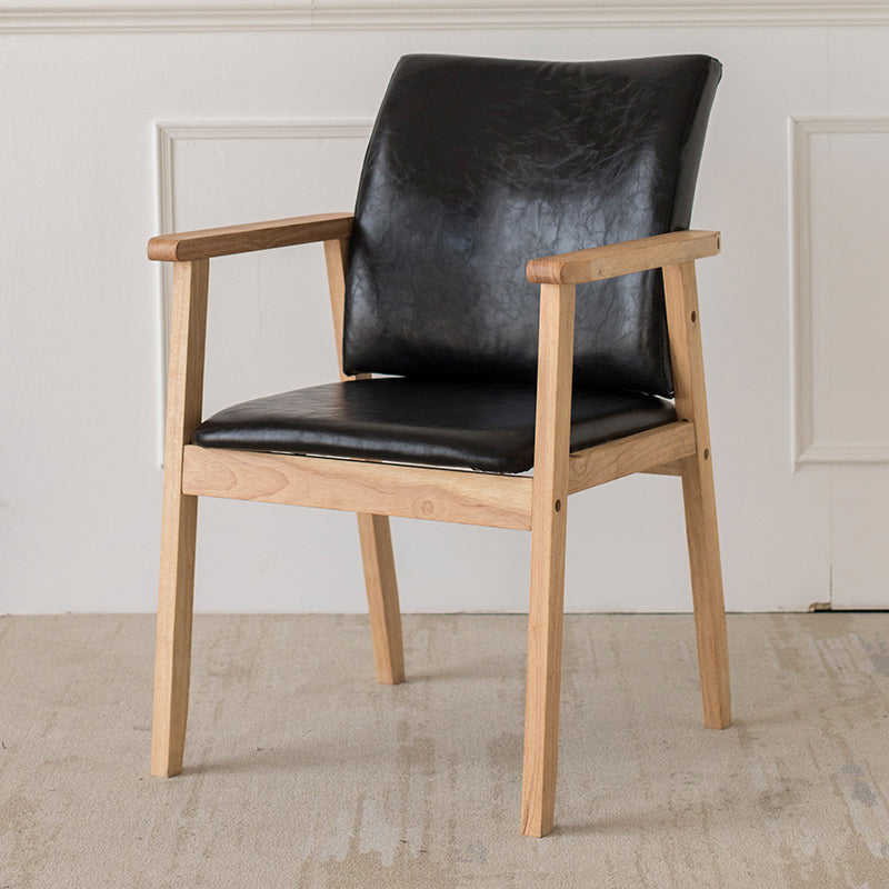 Contemporary Rubberwood Solid Back Arm Chair Matte Finish Wood Dining Chair with Natural Legs Black 1 Piece Clearhalo ' kitchen&dining_furn' 'Dining Chairs' 'Dining Tables & Seating' 'dining_chair' 'furn' 'furn_dining_chair' 'Furniture' 'furniture_dining_chair' 'Kitchen & Dining Furniture' 'kitchen' 3704879