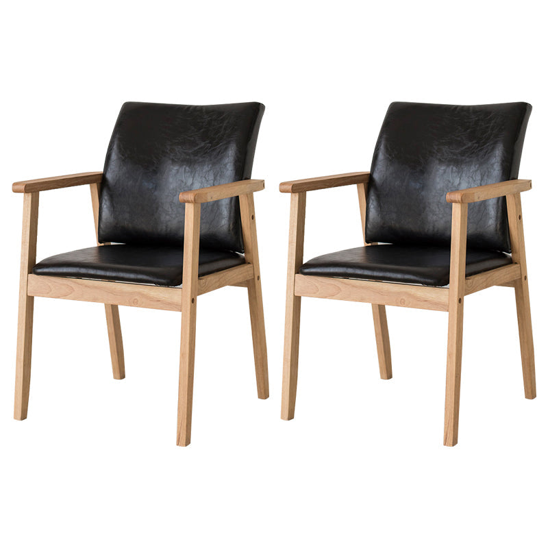 Contemporary Rubberwood Solid Back Arm Chair Matte Finish Wood Dining Chair with Natural Legs Black 2 Piece Set Clearhalo ' kitchen&dining_furn' 'Dining Chairs' 'Dining Tables & Seating' 'dining_chair' 'furn' 'furn_dining_chair' 'Furniture' 'furniture_dining_chair' 'Kitchen & Dining Furniture' 'kitchen' 3704880