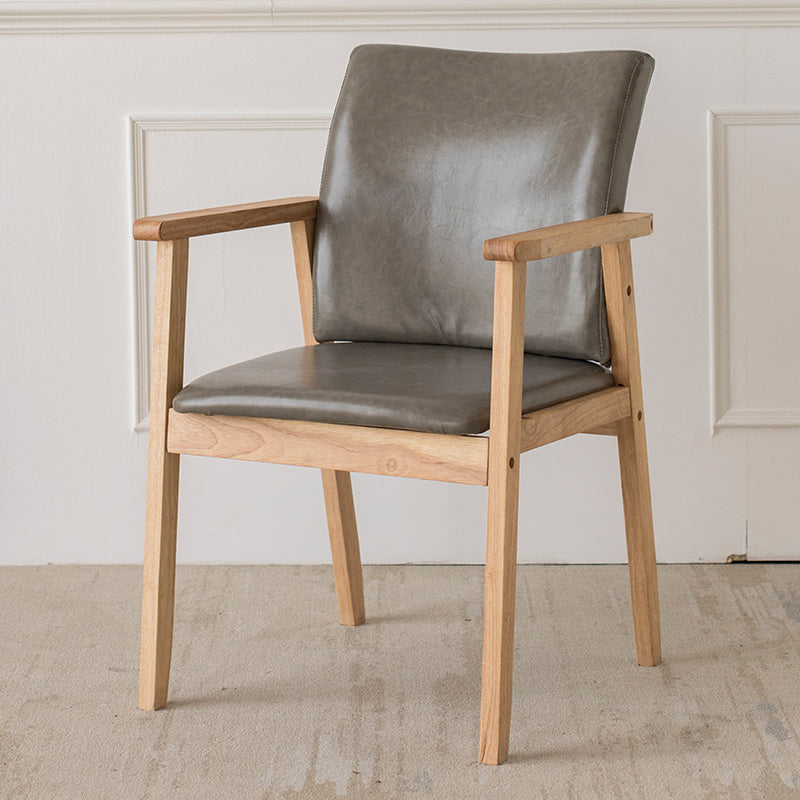 Contemporary Rubberwood Solid Back Arm Chair Matte Finish Wood Dining Chair with Natural Legs Light Gray 1 Piece Clearhalo ' kitchen&dining_furn' 'Dining Chairs' 'Dining Tables & Seating' 'dining_chair' 'furn' 'furn_dining_chair' 'Furniture' 'furniture_dining_chair' 'Kitchen & Dining Furniture' 'kitchen' 3704882