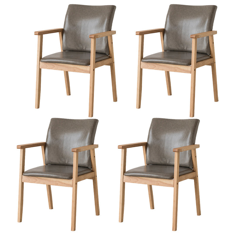 Contemporary Rubberwood Solid Back Arm Chair Matte Finish Wood Dining Chair with Natural Legs Light Gray 4 Piece Set Clearhalo ' kitchen&dining_furn' 'Dining Chairs' 'Dining Tables & Seating' 'dining_chair' 'furn' 'furn_dining_chair' 'Furniture' 'furniture_dining_chair' 'Kitchen & Dining Furniture' 'kitchen' 3704884