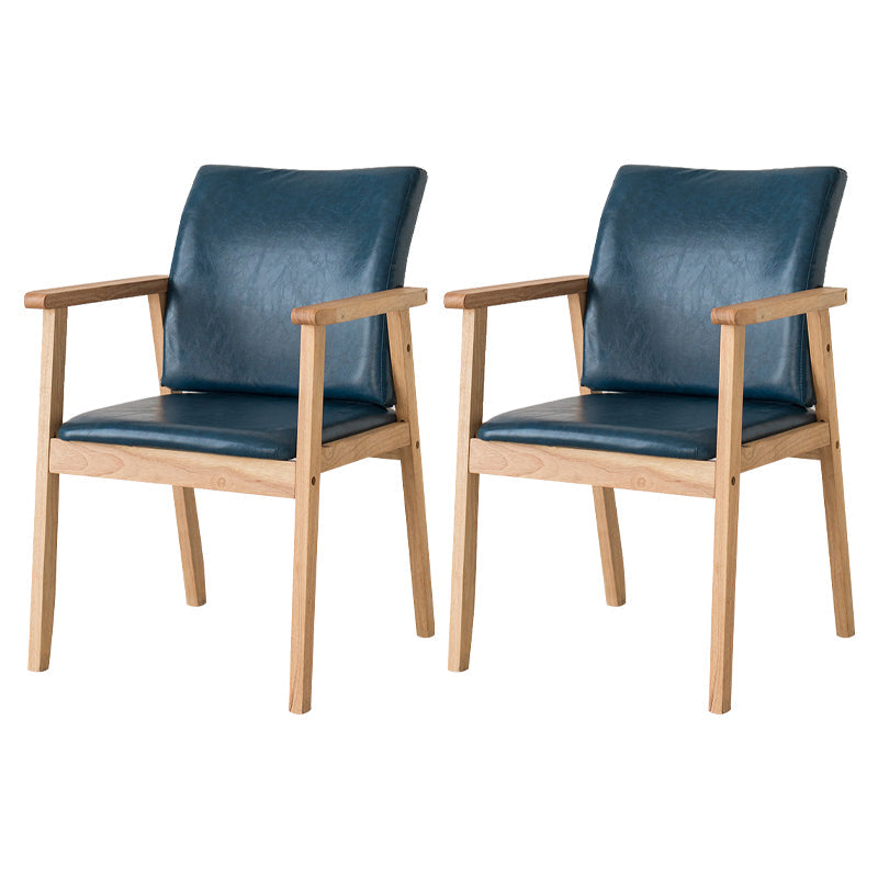Contemporary Rubberwood Solid Back Arm Chair Matte Finish Wood Dining Chair with Natural Legs Royal Blue 2 Piece Set Clearhalo ' kitchen&dining_furn' 'Dining Chairs' 'Dining Tables & Seating' 'dining_chair' 'furn' 'furn_dining_chair' 'Furniture' 'furniture_dining_chair' 'Kitchen & Dining Furniture' 'kitchen' 3704886