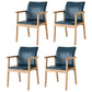 Contemporary Rubberwood Solid Back Arm Chair Matte Finish Wood Dining Chair with Natural Legs Royal Blue 4 Piece Set Clearhalo ' kitchen&dining_furn' 'Dining Chairs' 'Dining Tables & Seating' 'dining_chair' 'furn' 'furn_dining_chair' 'Furniture' 'furniture_dining_chair' 'Kitchen & Dining Furniture' 'kitchen' 3704887