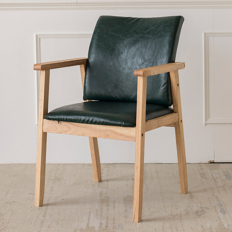 Contemporary Rubberwood Solid Back Arm Chair Matte Finish Wood Dining Chair with Natural Legs Blackish Green 1 Piece Clearhalo ' kitchen&dining_furn' 'Dining Chairs' 'Dining Tables & Seating' 'dining_chair' 'furn' 'furn_dining_chair' 'Furniture' 'furniture_dining_chair' 'Kitchen & Dining Furniture' 'kitchen' 3704888