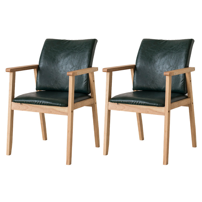 Contemporary Rubberwood Solid Back Arm Chair Matte Finish Wood Dining Chair with Natural Legs Blackish Green 2 Piece Set Clearhalo ' kitchen&dining_furn' 'Dining Chairs' 'Dining Tables & Seating' 'dining_chair' 'furn' 'furn_dining_chair' 'Furniture' 'furniture_dining_chair' 'Kitchen & Dining Furniture' 'kitchen' 3704889