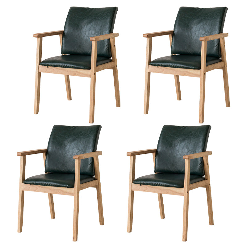 Contemporary Rubberwood Solid Back Arm Chair Matte Finish Wood Dining Chair with Natural Legs Blackish Green 4 Piece Set Clearhalo ' kitchen&dining_furn' 'Dining Chairs' 'Dining Tables & Seating' 'dining_chair' 'furn' 'furn_dining_chair' 'Furniture' 'furniture_dining_chair' 'Kitchen & Dining Furniture' 'kitchen' 3704890