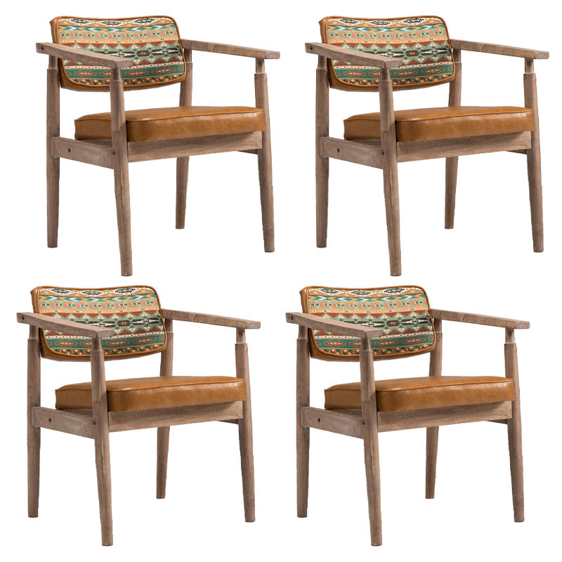 Traditional Style Rubber Wood Chairs Open Back Side Kitchen Dining Chair Green-Yellow-Pink 4 Piece Set Clearhalo ' kitchen&dining_furn' 'Dining Chairs' 'Dining Tables & Seating' 'dining_chair' 'furn' 'furn_dining_chair' 'Furniture' 'furniture_dining_chair' 'Kitchen & Dining Furniture' 'kitchen' 3704918