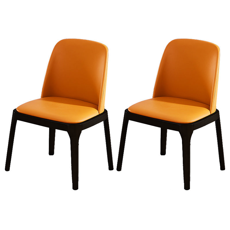 Scandinavian Style Wood Dining Chairs Dining Room Solid Back Armless Chair Orange Black 2 Piece Set Clearhalo ' kitchen&dining_furn' 'Dining Chairs' 'Dining Tables & Seating' 'dining_chair' 'furn' 'furn_dining_chair' 'Furniture' 'furniture_dining_chair' 'Kitchen & Dining Furniture' 'kitchen' 3704936