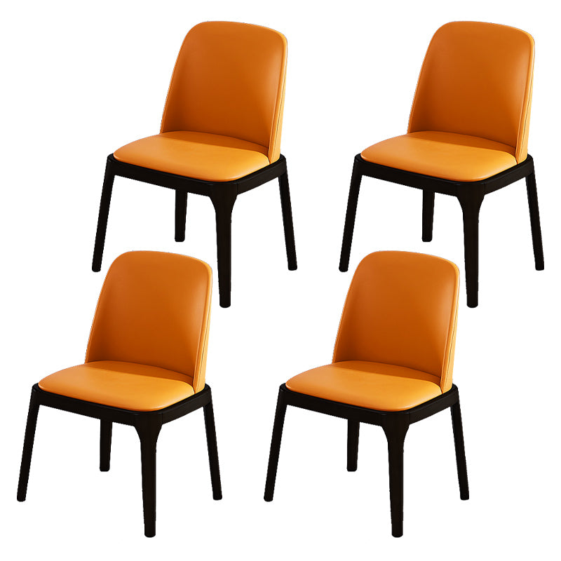 Scandinavian Style Wood Dining Chairs Dining Room Solid Back Armless Chair Orange Black 4 Piece Set Clearhalo ' kitchen&dining_furn' 'Dining Chairs' 'Dining Tables & Seating' 'dining_chair' 'furn' 'furn_dining_chair' 'Furniture' 'furniture_dining_chair' 'Kitchen & Dining Furniture' 'kitchen' 3704939