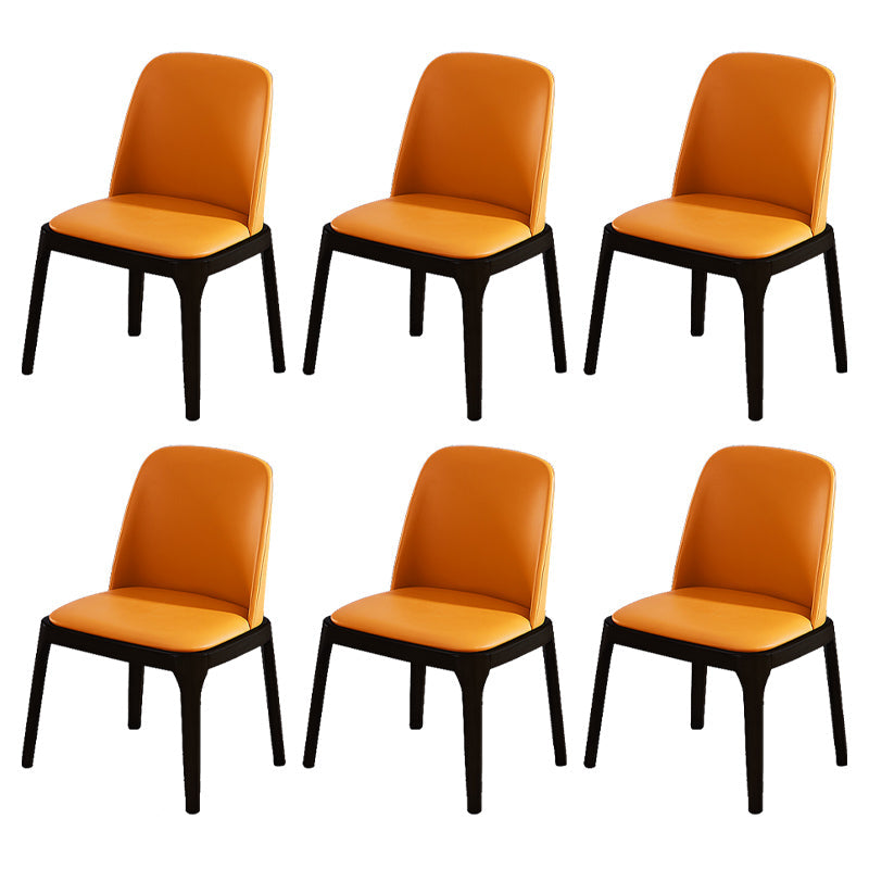 Scandinavian Style Wood Dining Chairs Dining Room Solid Back Armless Chair Orange Black 6 Piece Set Clearhalo ' kitchen&dining_furn' 'Dining Chairs' 'Dining Tables & Seating' 'dining_chair' 'furn' 'furn_dining_chair' 'Furniture' 'furniture_dining_chair' 'Kitchen & Dining Furniture' 'kitchen' 3704941