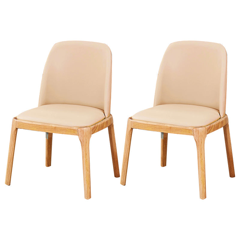 Scandinavian Style Wood Dining Chairs Dining Room Solid Back Armless Chair Brown-Khaki 2 Piece Set Clearhalo ' kitchen&dining_furn' 'Dining Chairs' 'Dining Tables & Seating' 'dining_chair' 'furn' 'furn_dining_chair' 'Furniture' 'furniture_dining_chair' 'Kitchen & Dining Furniture' 'kitchen' 3704954