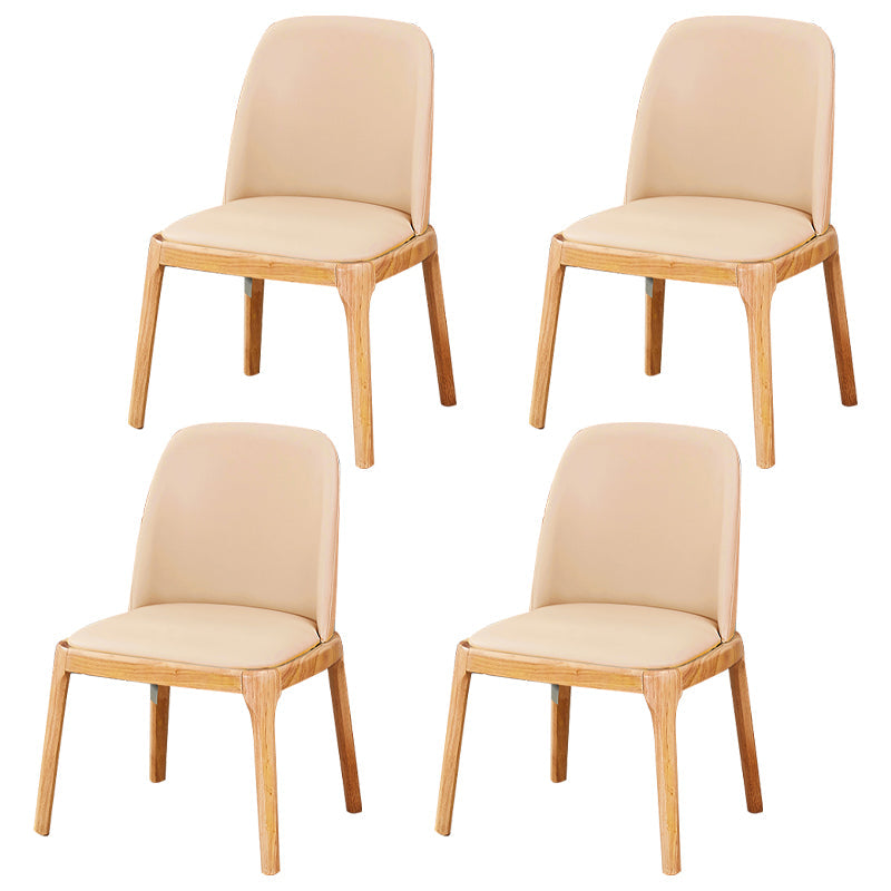 Scandinavian Style Wood Dining Chairs Dining Room Solid Back Armless Chair Brown-Khaki 4 Piece Set Clearhalo ' kitchen&dining_furn' 'Dining Chairs' 'Dining Tables & Seating' 'dining_chair' 'furn' 'furn_dining_chair' 'Furniture' 'furniture_dining_chair' 'Kitchen & Dining Furniture' 'kitchen' 3704955