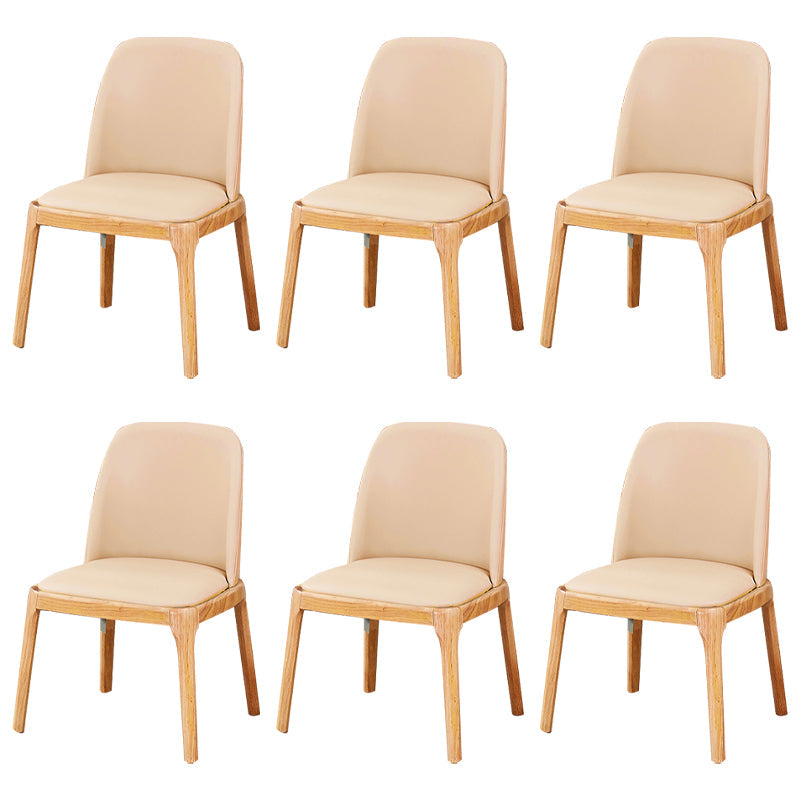 Scandinavian Style Wood Dining Chairs Dining Room Solid Back Armless Chair Brown-Khaki 6 Piece Set Clearhalo ' kitchen&dining_furn' 'Dining Chairs' 'Dining Tables & Seating' 'dining_chair' 'furn' 'furn_dining_chair' 'Furniture' 'furniture_dining_chair' 'Kitchen & Dining Furniture' 'kitchen' 3704956
