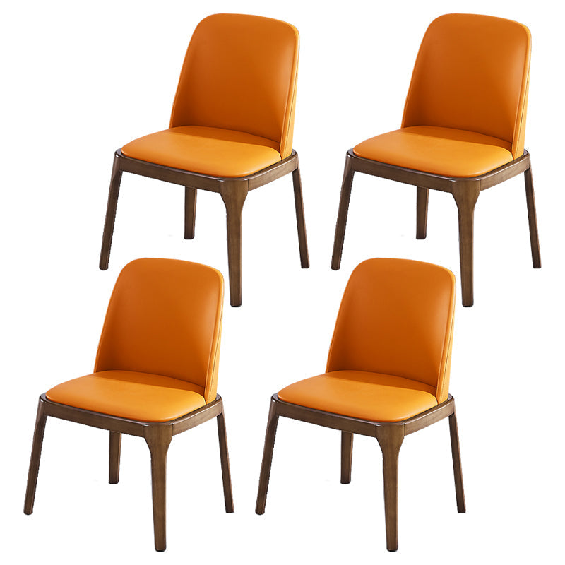 Scandinavian Style Wood Dining Chairs Dining Room Solid Back Armless Chair Khaki-Orange 4 Piece Set Clearhalo ' kitchen&dining_furn' 'Dining Chairs' 'Dining Tables & Seating' 'dining_chair' 'furn' 'furn_dining_chair' 'Furniture' 'furniture_dining_chair' 'Kitchen & Dining Furniture' 'kitchen' 3704961