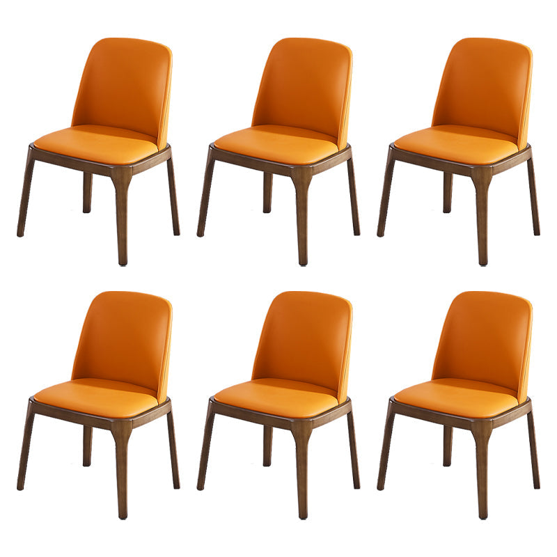 Scandinavian Style Wood Dining Chairs Dining Room Solid Back Armless Chair Khaki-Orange 6 Piece Set Clearhalo ' kitchen&dining_furn' 'Dining Chairs' 'Dining Tables & Seating' 'dining_chair' 'furn' 'furn_dining_chair' 'Furniture' 'furniture_dining_chair' 'Kitchen & Dining Furniture' 'kitchen' 3704962