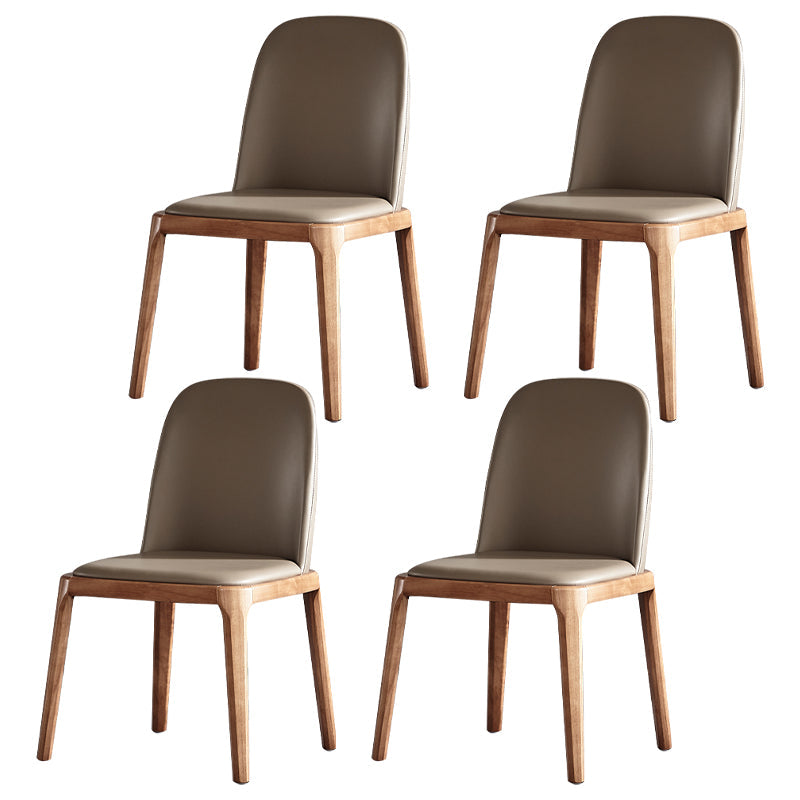 Scandinavian Style Wood Dining Chairs Dining Room Solid Back Armless Chair Khaki 4 Piece Set Clearhalo ' kitchen&dining_furn' 'Dining Chairs' 'Dining Tables & Seating' 'dining_chair' 'furn' 'furn_dining_chair' 'Furniture' 'furniture_dining_chair' 'Kitchen & Dining Furniture' 'kitchen' 3704964