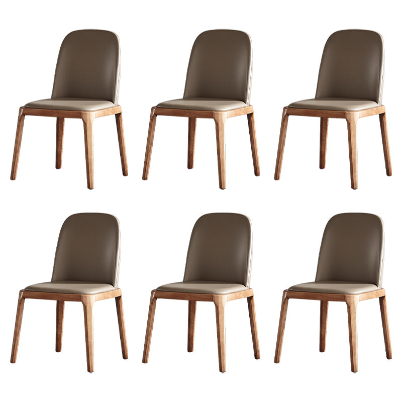 Scandinavian Style Wood Dining Chairs Dining Room Solid Back Armless Chair Khaki 6 Piece Set Clearhalo ' kitchen&dining_furn' 'Dining Chairs' 'Dining Tables & Seating' 'dining_chair' 'furn' 'furn_dining_chair' 'Furniture' 'furniture_dining_chair' 'Kitchen & Dining Furniture' 'kitchen' 3704965