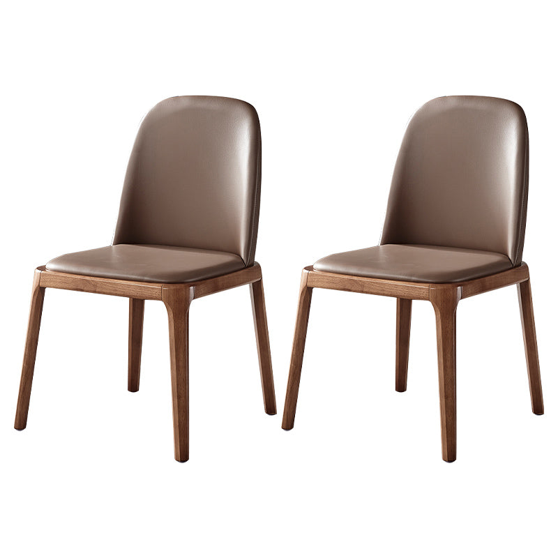 Scandinavian Style Wood Dining Chairs Dining Room Solid Back Armless Chair Dark Coffee 2 Piece Set Clearhalo ' kitchen&dining_furn' 'Dining Chairs' 'Dining Tables & Seating' 'dining_chair' 'furn' 'furn_dining_chair' 'Furniture' 'furniture_dining_chair' 'Kitchen & Dining Furniture' 'kitchen' 3704966