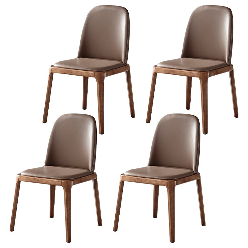 Scandinavian Style Wood Dining Chairs Dining Room Solid Back Armless Chair Dark Coffee 4 Piece Set Clearhalo ' kitchen&dining_furn' 'Dining Chairs' 'Dining Tables & Seating' 'dining_chair' 'furn' 'furn_dining_chair' 'Furniture' 'furniture_dining_chair' 'Kitchen & Dining Furniture' 'kitchen' 3704967