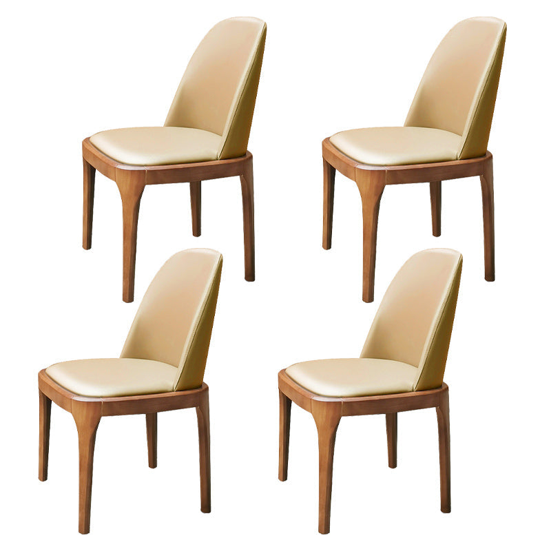 Scandinavian Style Wood Dining Chairs Dining Room Solid Back Armless Chair Light Khaki 4 Piece Set Clearhalo ' kitchen&dining_furn' 'Dining Chairs' 'Dining Tables & Seating' 'dining_chair' 'furn' 'furn_dining_chair' 'Furniture' 'furniture_dining_chair' 'Kitchen & Dining Furniture' 'kitchen' 3704973