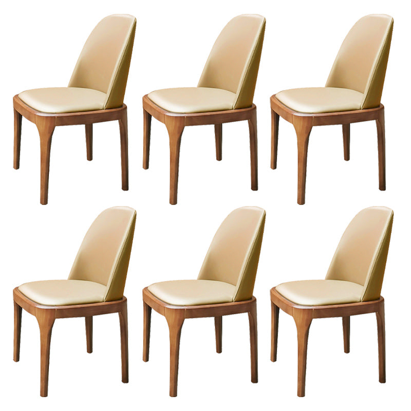 Scandinavian Style Wood Dining Chairs Dining Room Solid Back Armless Chair Light Khaki 6 Piece Set Clearhalo ' kitchen&dining_furn' 'Dining Chairs' 'Dining Tables & Seating' 'dining_chair' 'furn' 'furn_dining_chair' 'Furniture' 'furniture_dining_chair' 'Kitchen & Dining Furniture' 'kitchen' 3704974