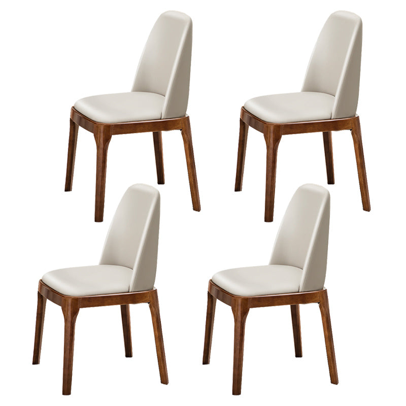 Scandinavian Style Wood Dining Chairs Dining Room Solid Back Armless Chair Off-White 4 Piece Set Clearhalo ' kitchen&dining_furn' 'Dining Chairs' 'Dining Tables & Seating' 'dining_chair' 'furn' 'furn_dining_chair' 'Furniture' 'furniture_dining_chair' 'Kitchen & Dining Furniture' 'kitchen' 3704976